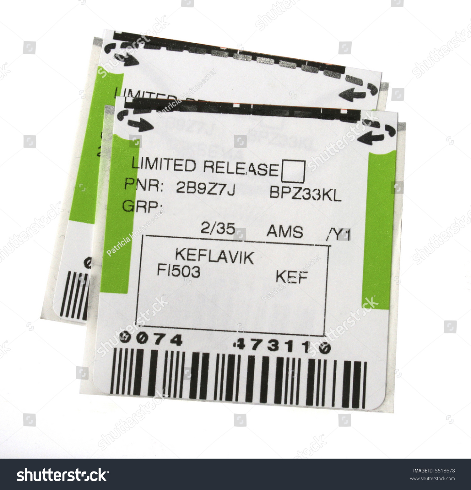 Green And White Ticket With Which You Can Claim Your Luggage At Airport ...