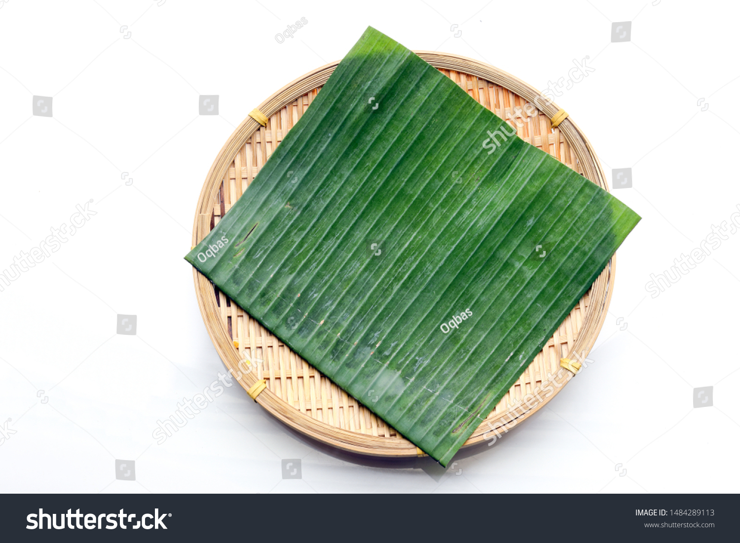 Green Banana Leaf On Bamboo Tray Stock Photo Edit Now