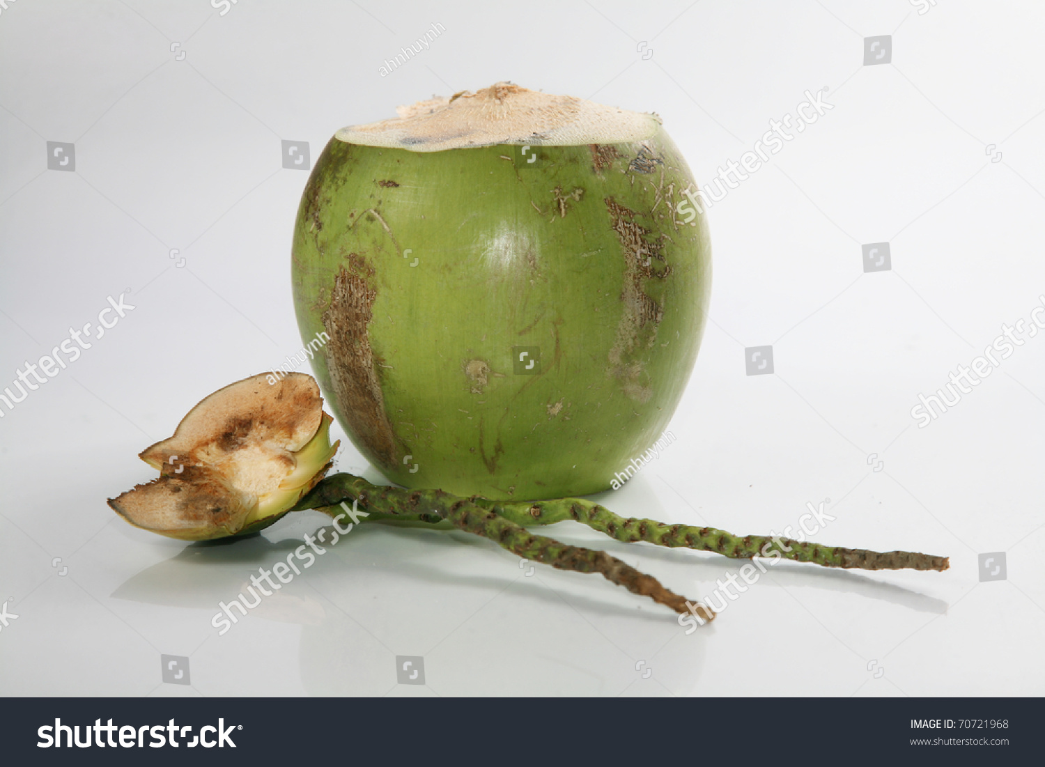 Green Coconut With Straw On Isolated Background. Stock Photo 70721968 ...