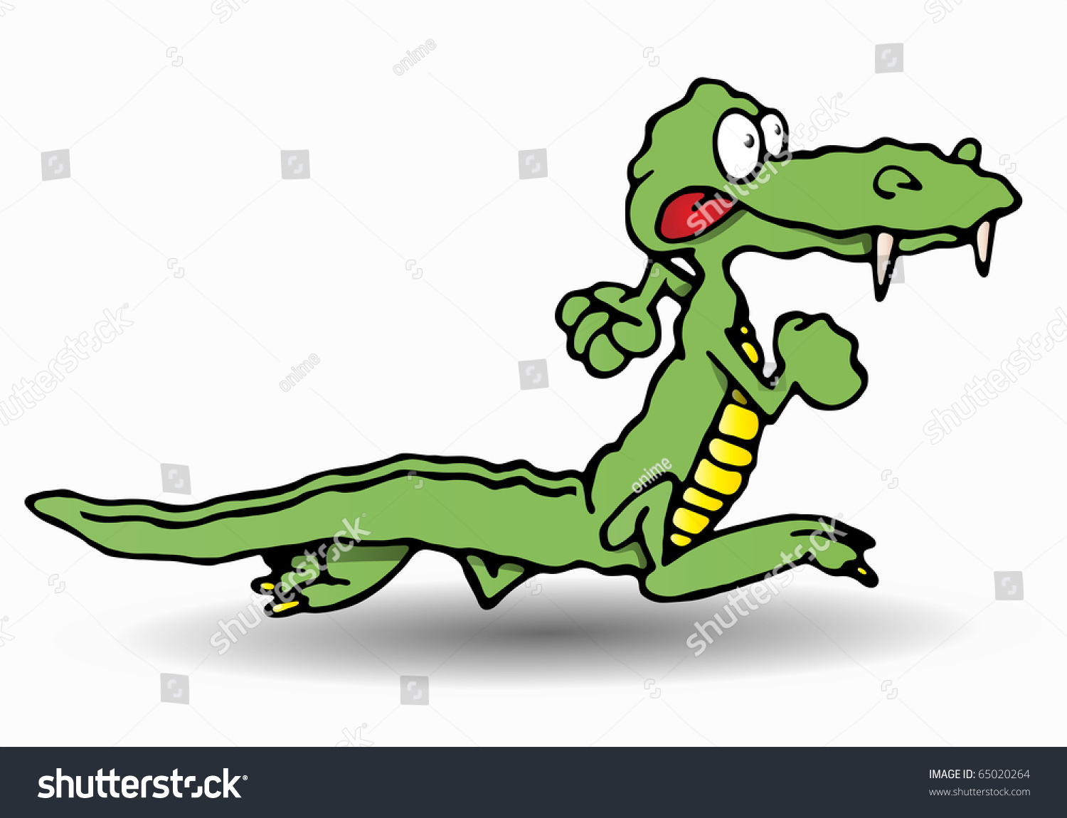 Green Crocodile Run In Isolated White Background Illustration ...