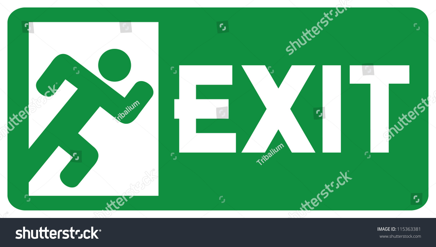 Green Exit Emergency Sign Stock Photo 115363381 : Shutterstock