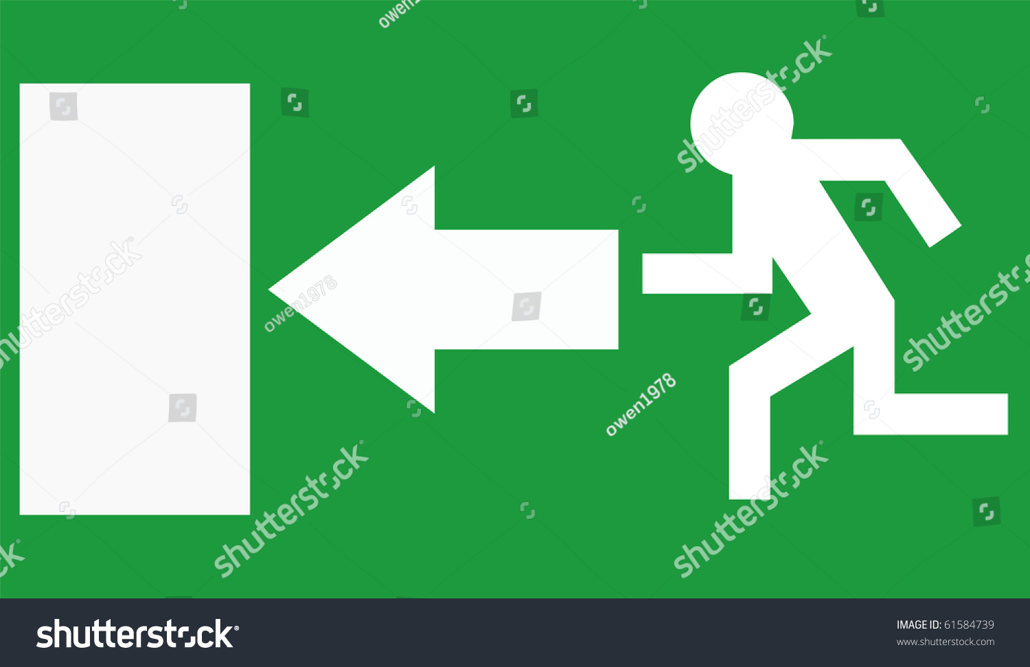 Green Fire Exit Sign Arrow Direction Stock Illustration 61584739 ...