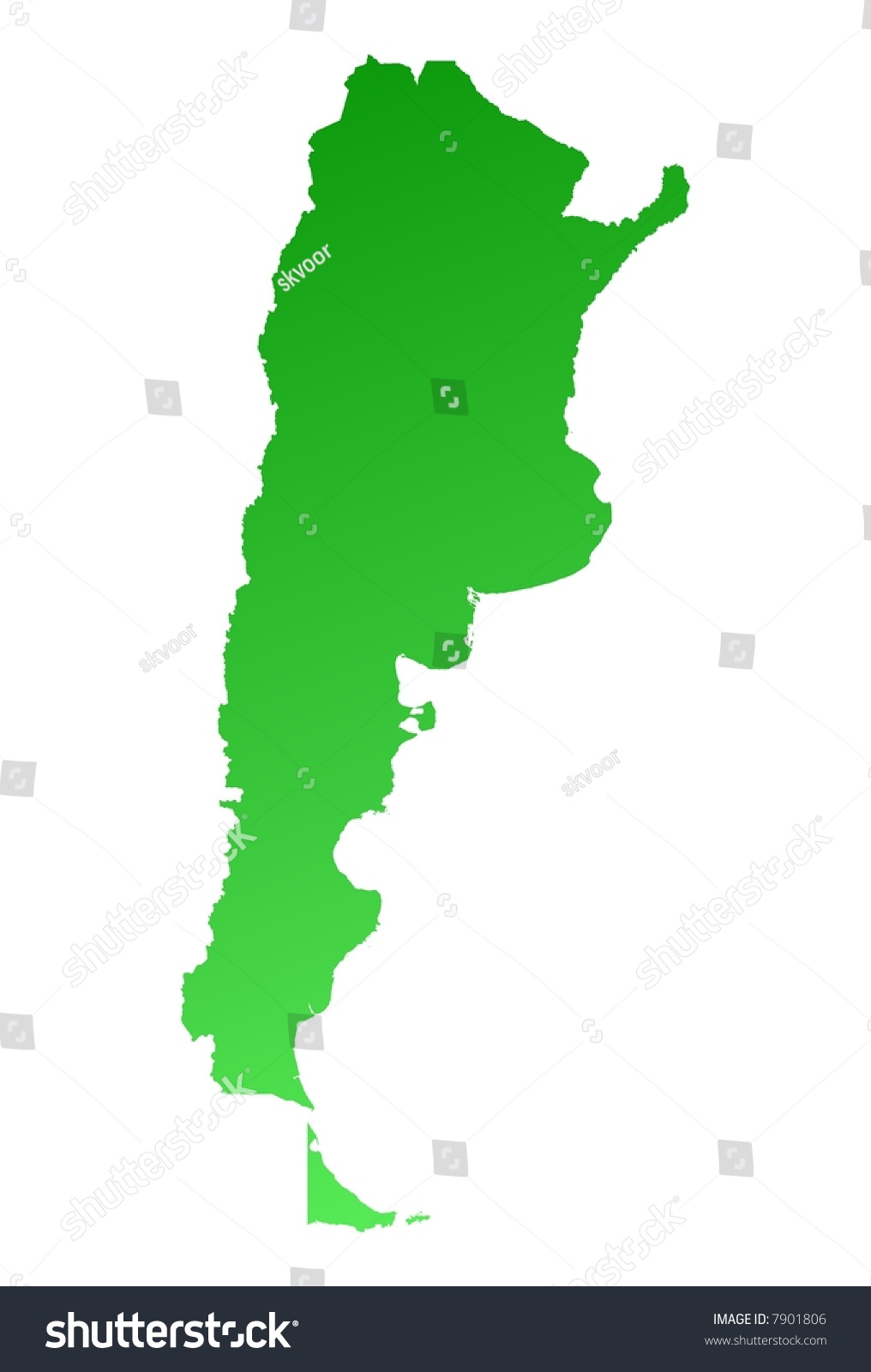 Green Gradient Argentina Map Detailed Mercator Stock Illustration 7901806