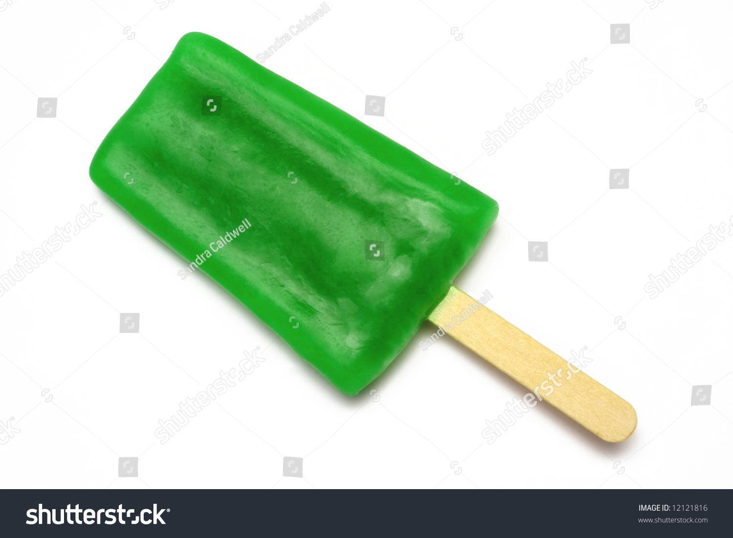 Green Ice Block On Stick Isolated Stock Photo Edit Now