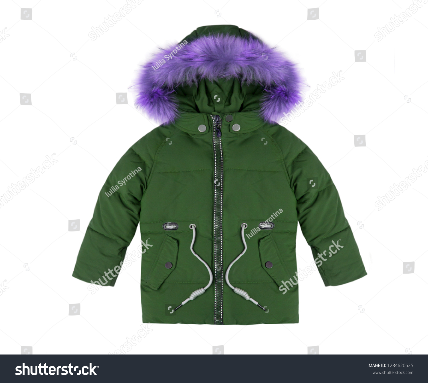 purple fur hooded coat