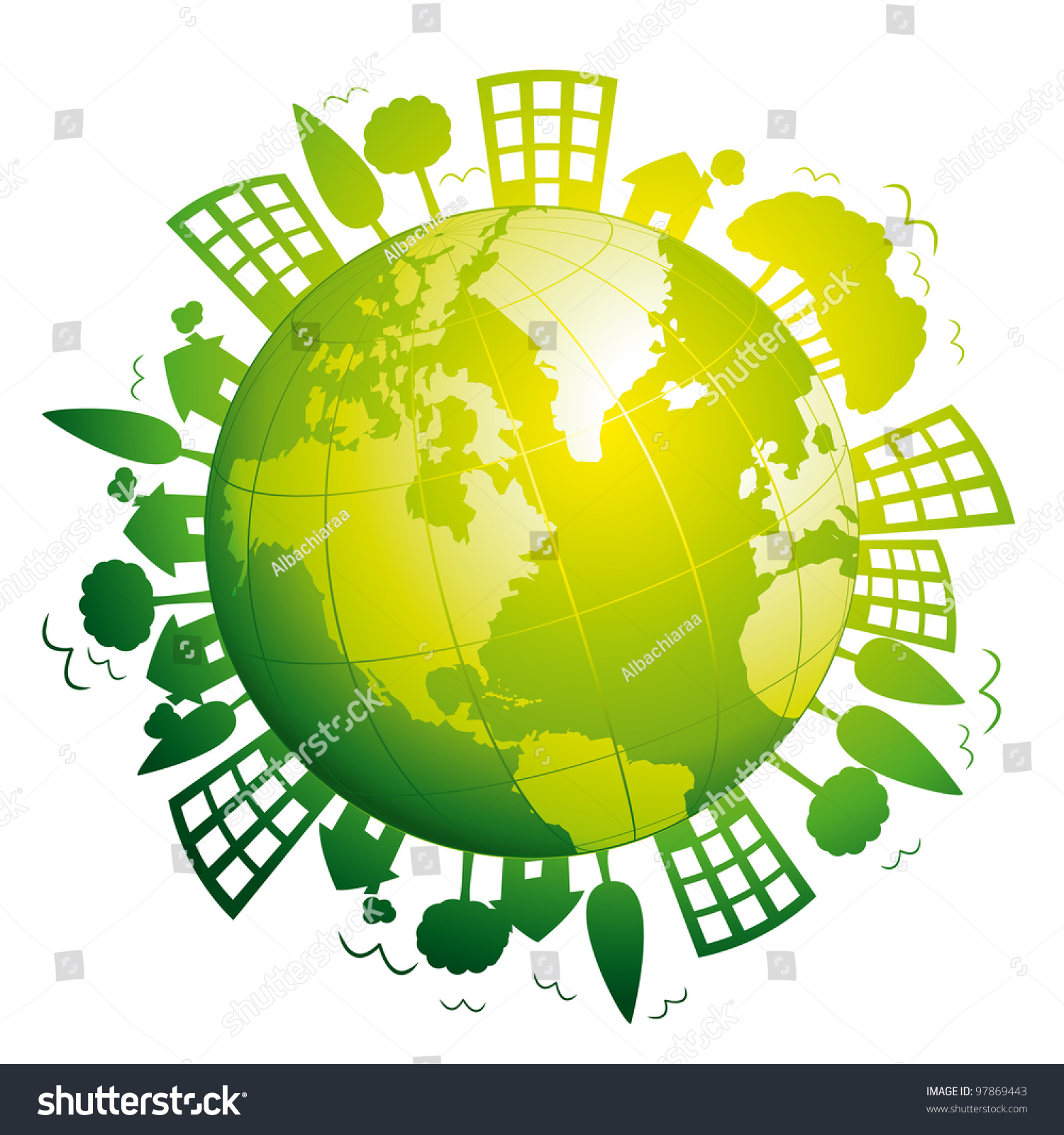 Green Planet Earth Ecological Concept Illustration Stock Illustration ...