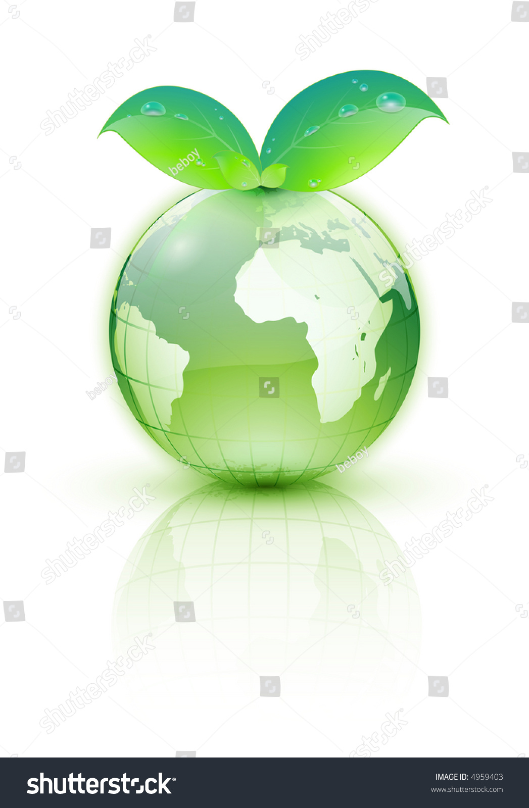 Green Planet Earth With Leaves, Looks Like A Fruit Stock Photo 4959403 ...