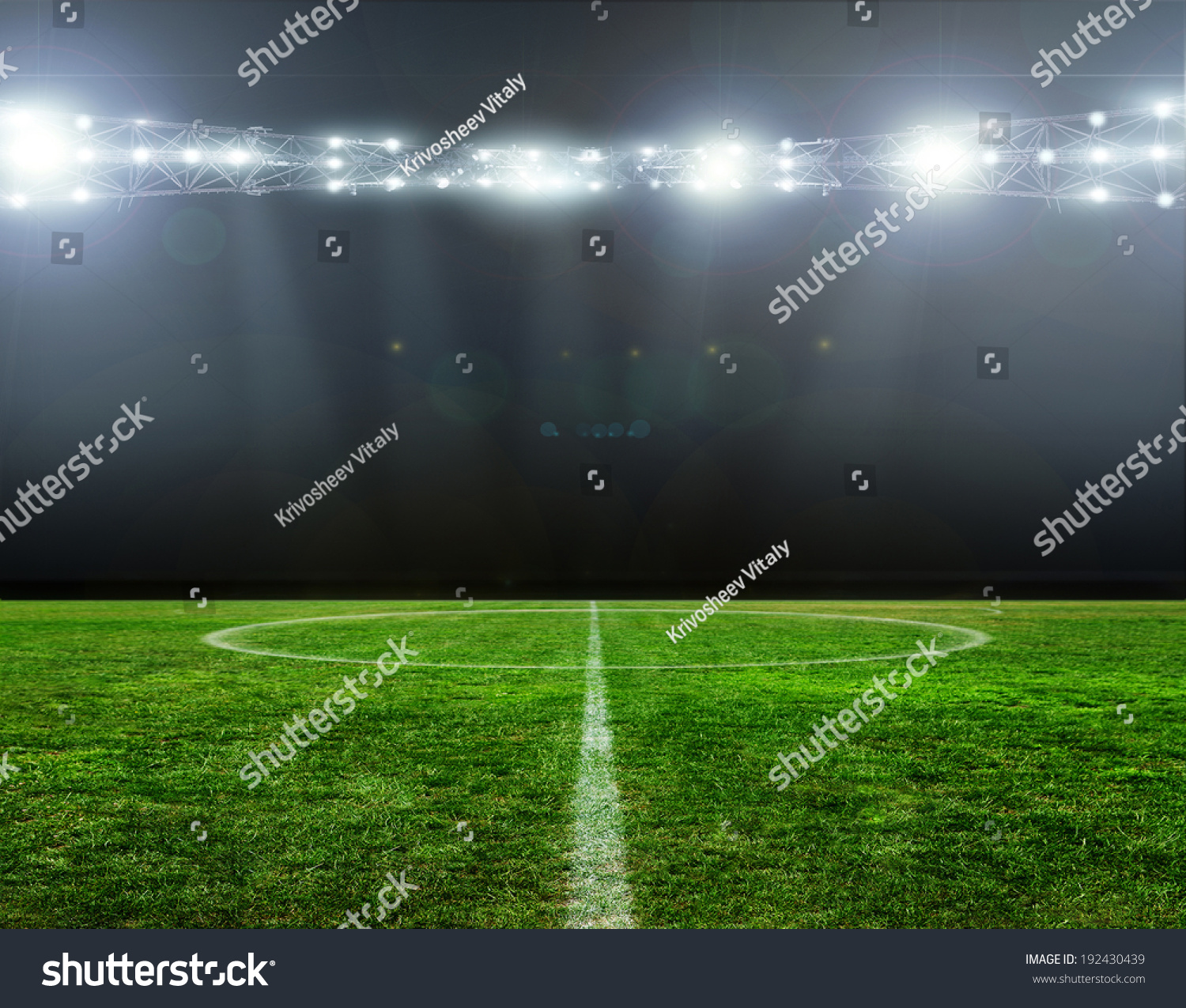 Green Soccer Field Bright Spotlights Illuminated Stock Photo (Edit Now ...