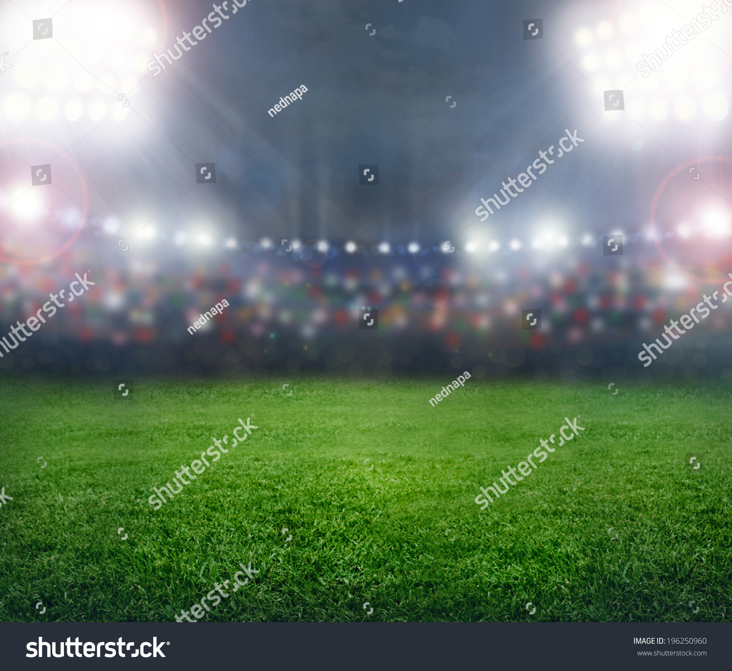 Green Soccer Stadium Illuminated Field Arena Stock Photo 196250960 ...