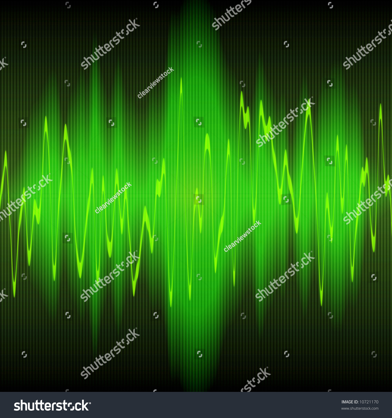 Green Sound Waves Oscillating On Black Stock Illustration 10721170 ...