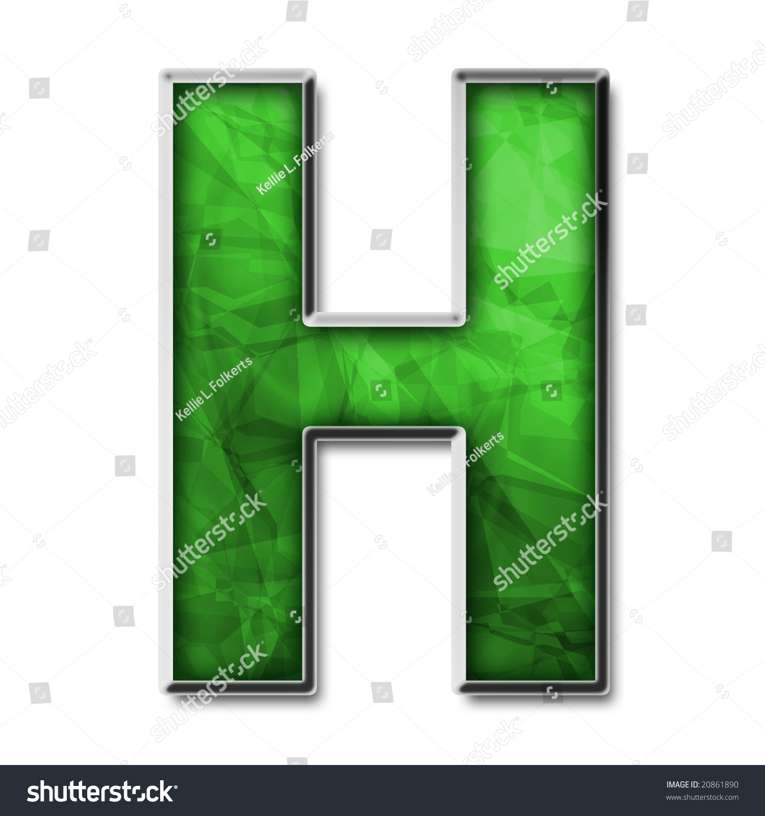 Green Stained Glass With Silver Capital Letter H Stock Photo 20861890 ...