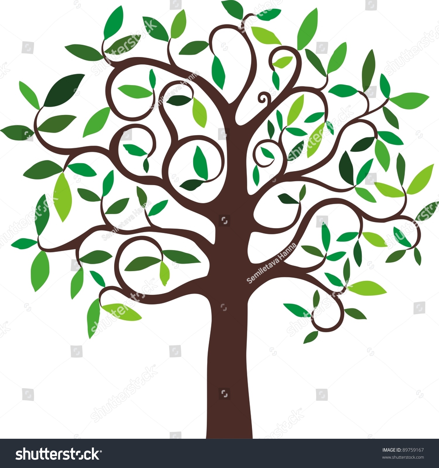 Green Tree Isolated On White Background Stock Illustration 89759167