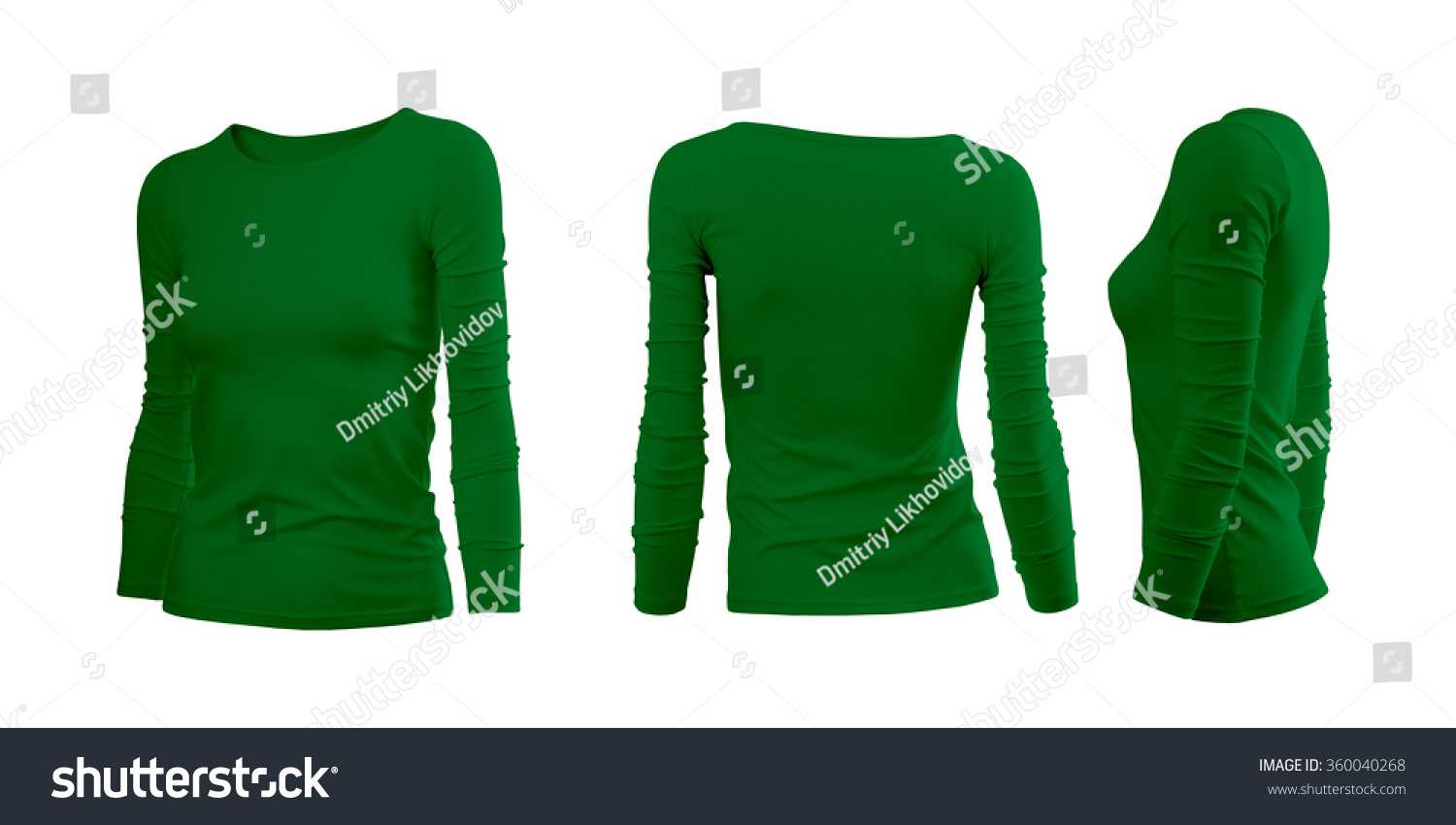 Download Green Womans Tshirt Long Sleeves Rear Stock Photo ...
