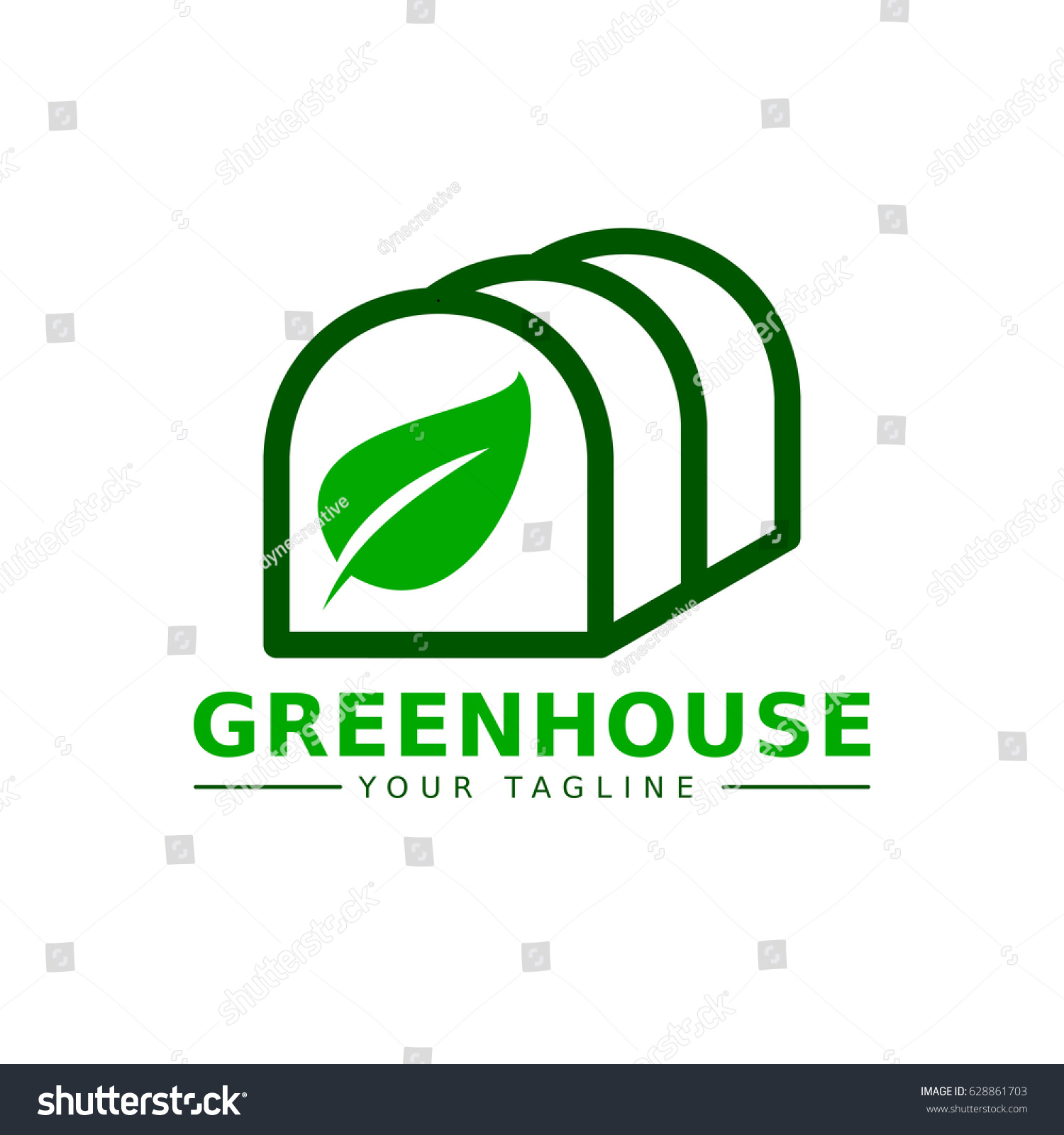 Greenhouse Icon Logo Green Leaf Icon Stock Illustration 628861703