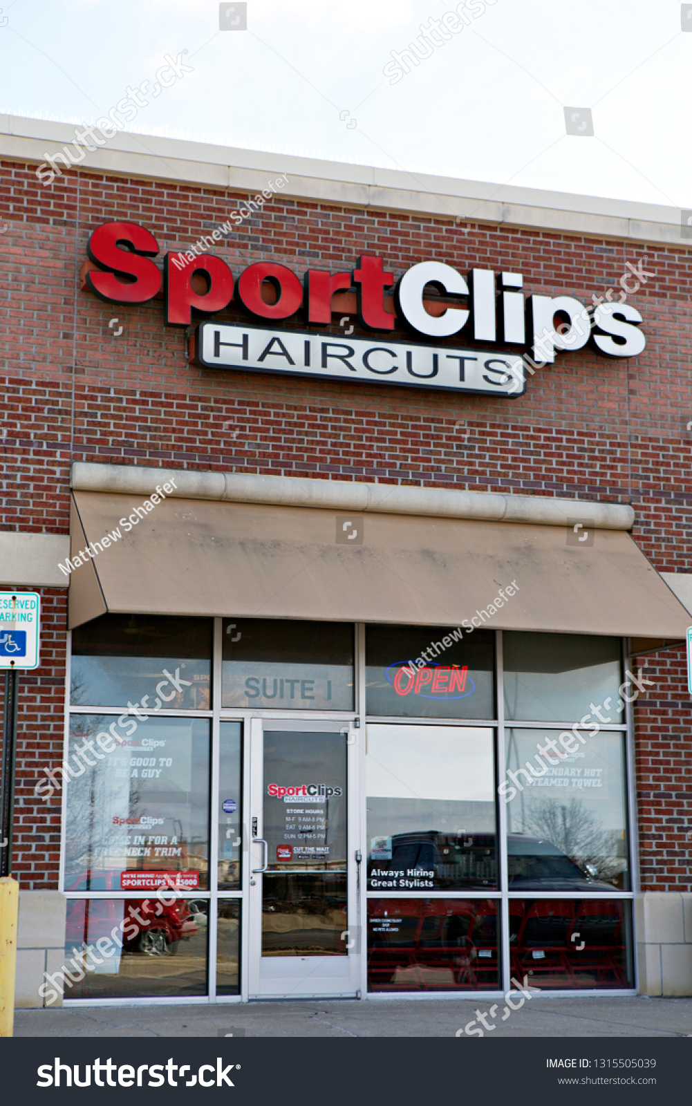 Stock Photo Greenwood In February The Front Entrance To A Sportclips The Message Haircuts Is In 1315505039 
