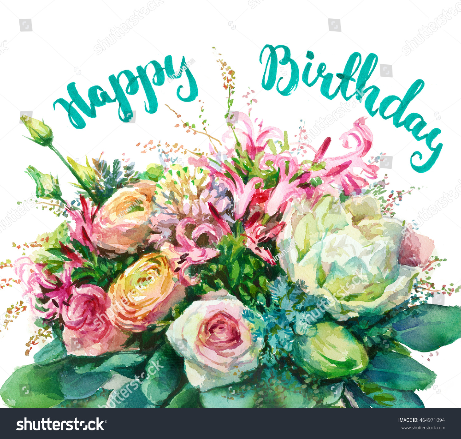 Greeting Card Handwritten Lettering Happy Birthday Stock Illustration ...