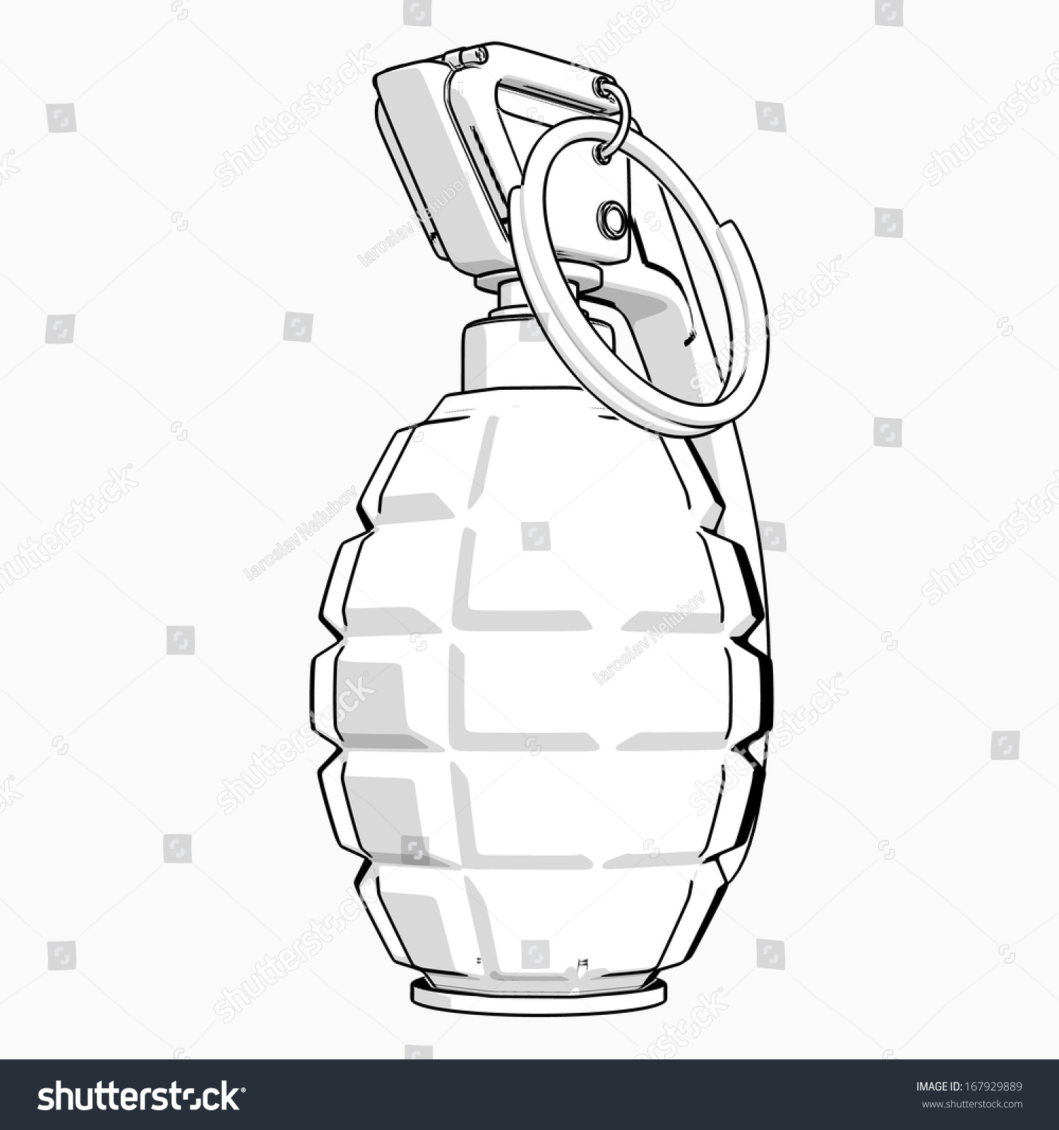 Grenade Black White Drawing Illustration Outline Stock Illustration ...