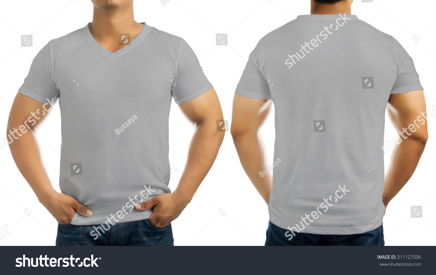 Grey Casual Tshirt On Mens Body Stock Photo 311127506 - Shutterstock