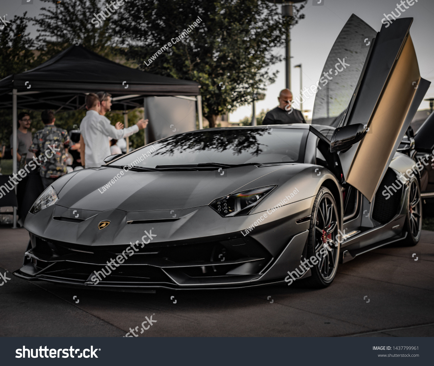 Grey Lamborghini Aventador Svj Parked Outdoor Stock Photo 1437799961