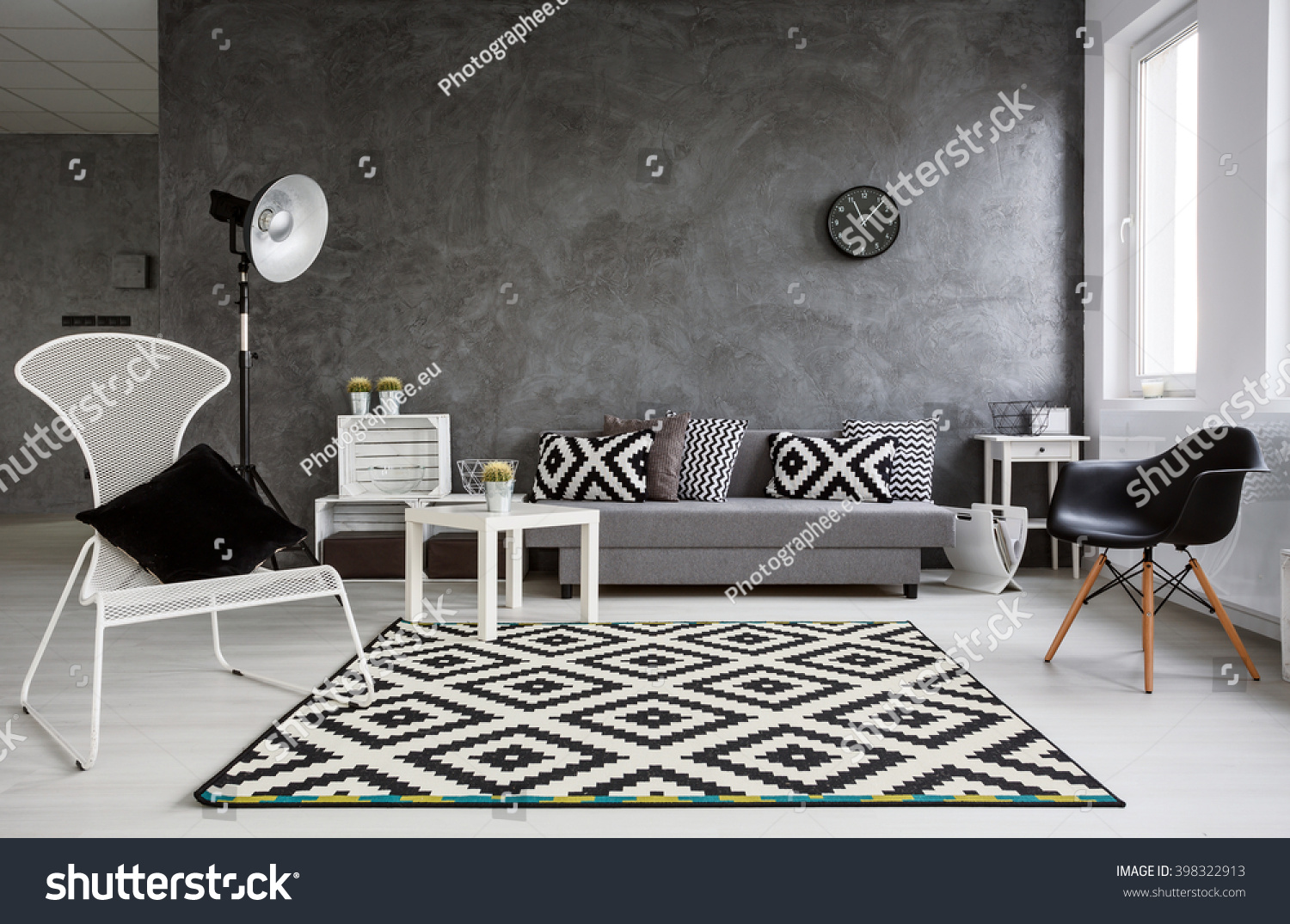 Grey Living Room Sofa Chairs Standing Stock Photo 398322913 - Shutterstock