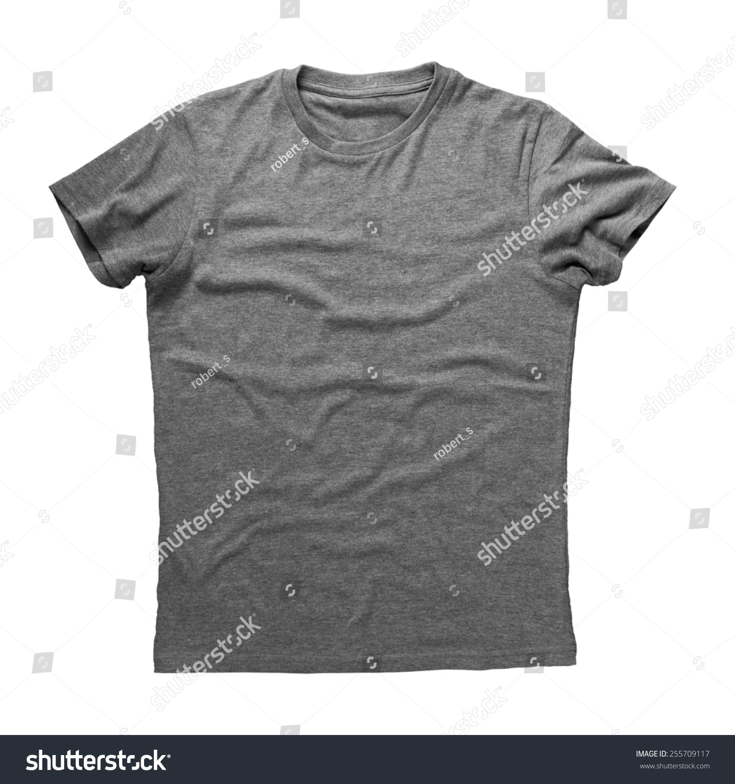 Grey Shirt Isolated On White Background Stock Photo (Edit Now) 255709117