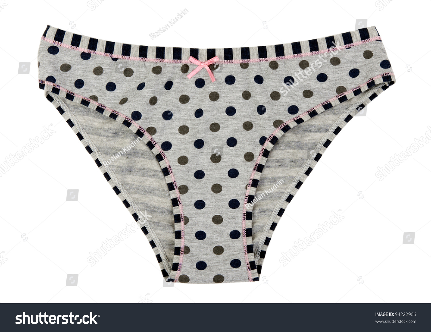 Grey Women'S Panties With Polka Dots On A White Background Stock Photo ...