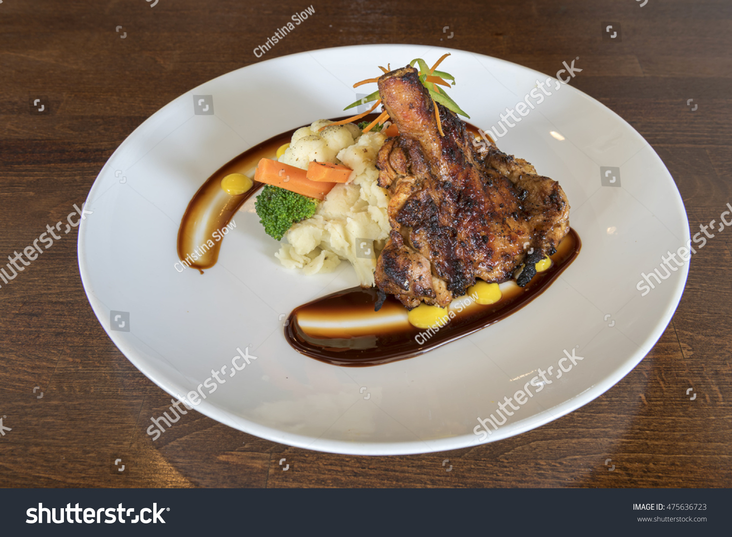 Grill Chicken Chop Sides Sauces On Stock Photo Edit Now 475636723