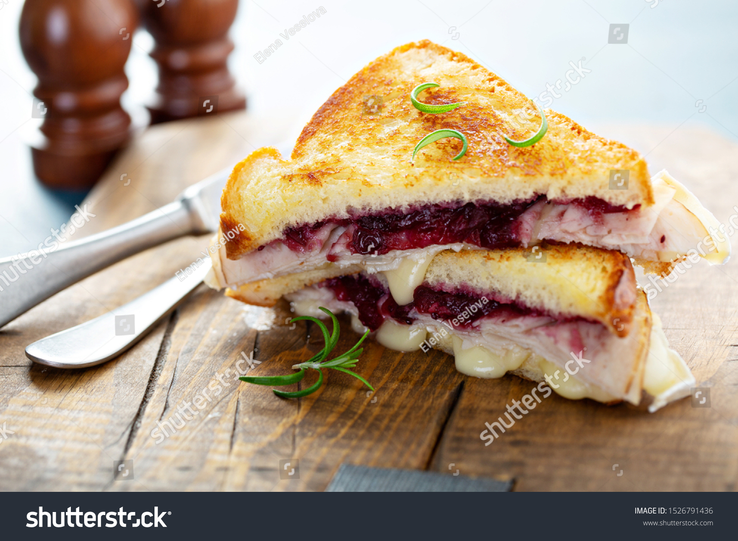 Grilled Cheese Turkey Cranberry Sauce Thanksgiving Food And Drink Stock Image 1526791436