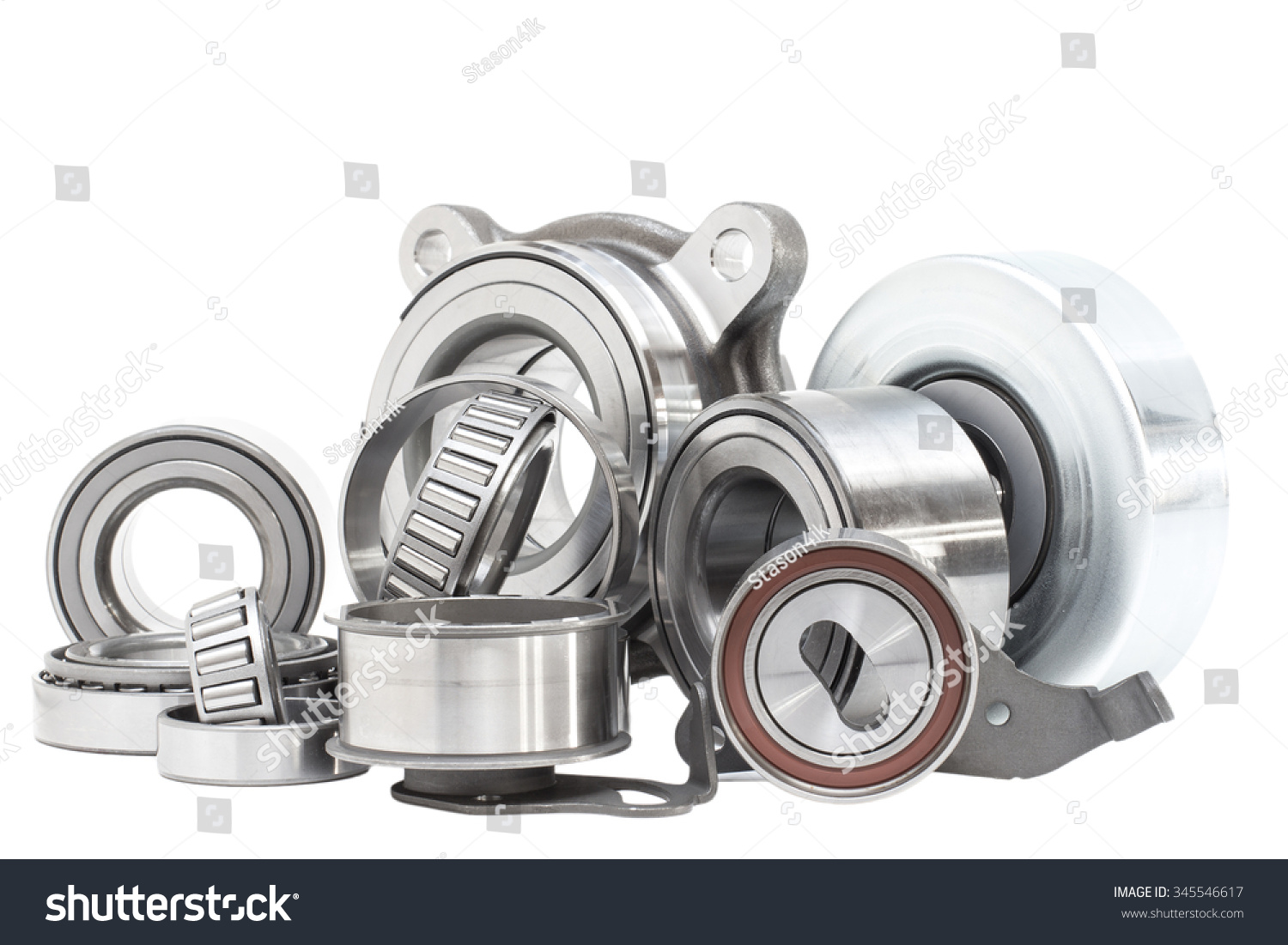 Group Bearings Rollers Automobile Components Engine Stock Photo