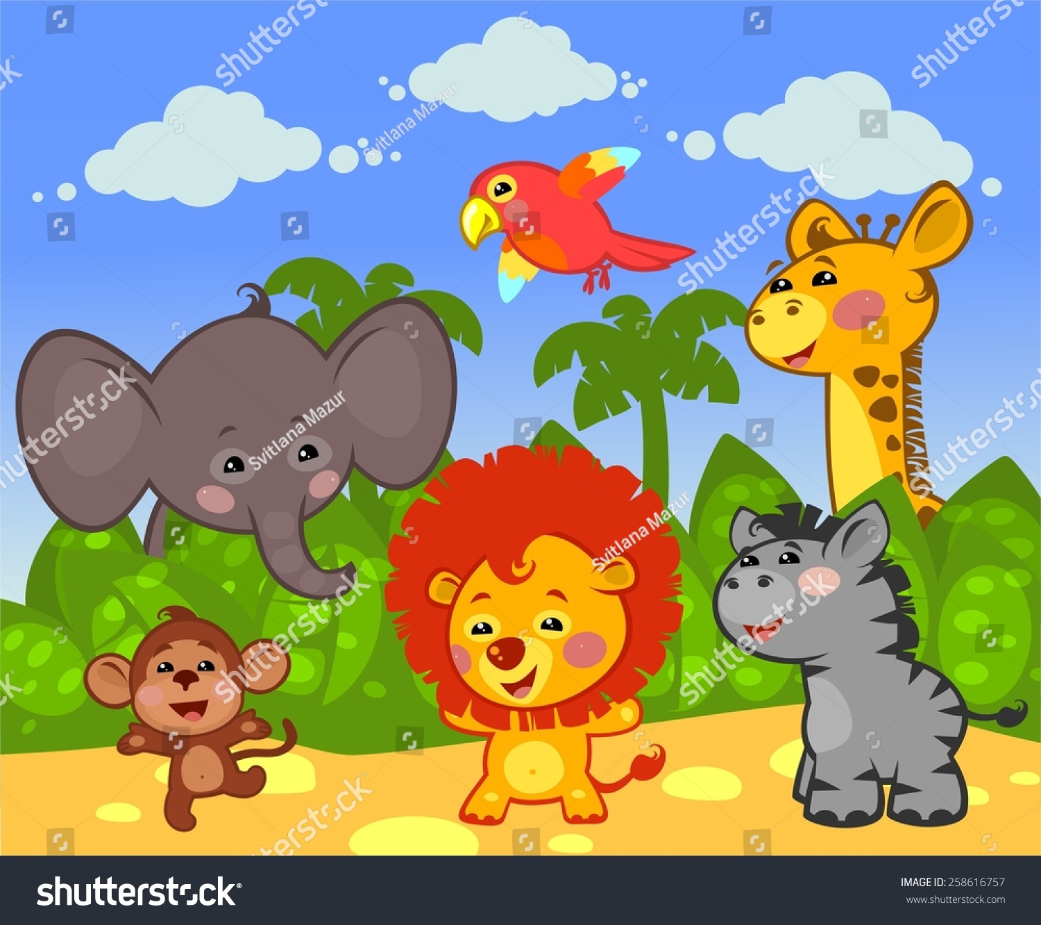 Group African Animals Nature Stock Illustration 258616757 | Shutterstock