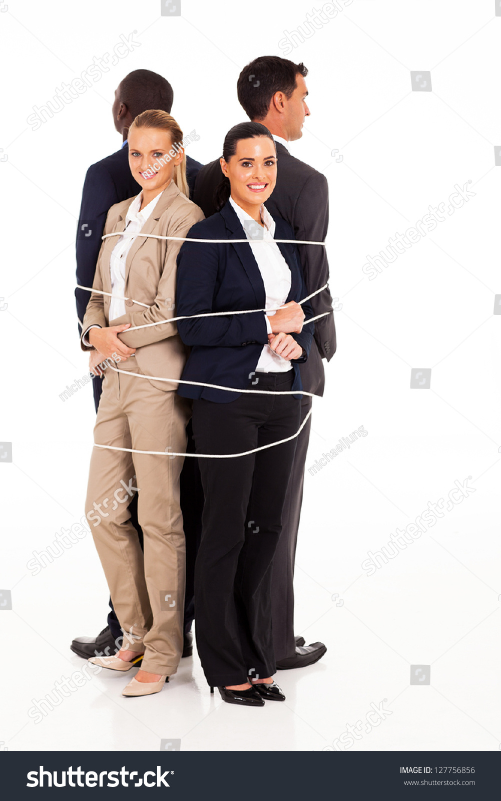 Group Business People Tied Together Stock Photo 127756856 - Shutterstock