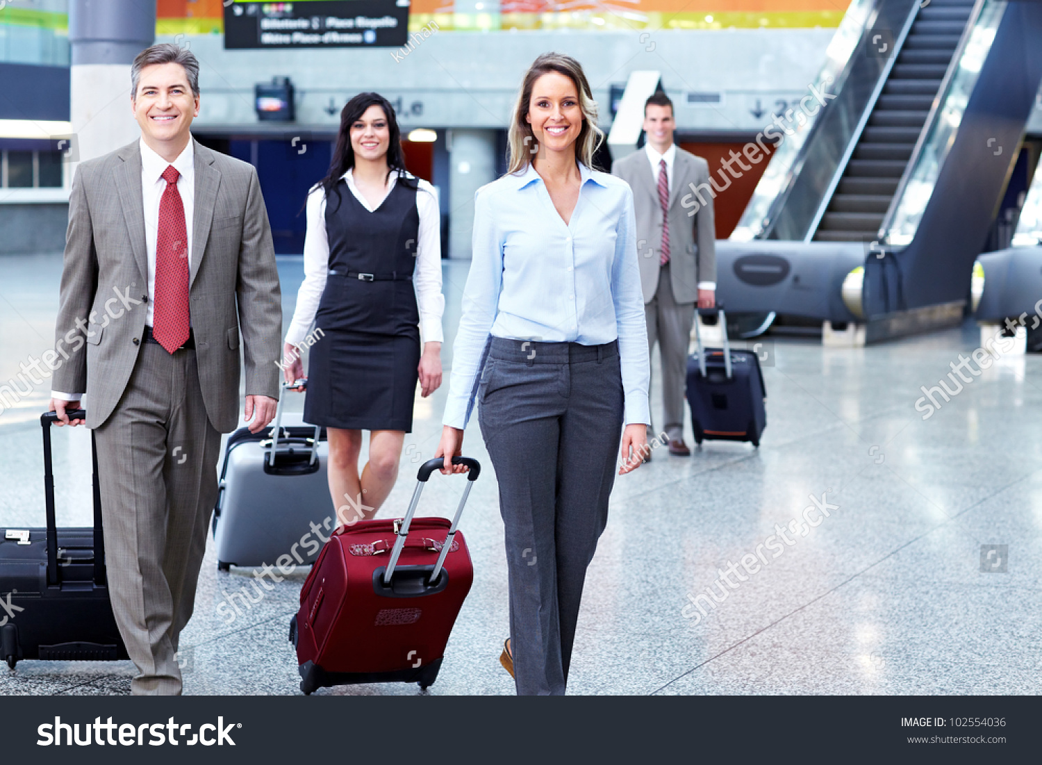 Group Of Business Person At The International Airport. Stock Photo ...