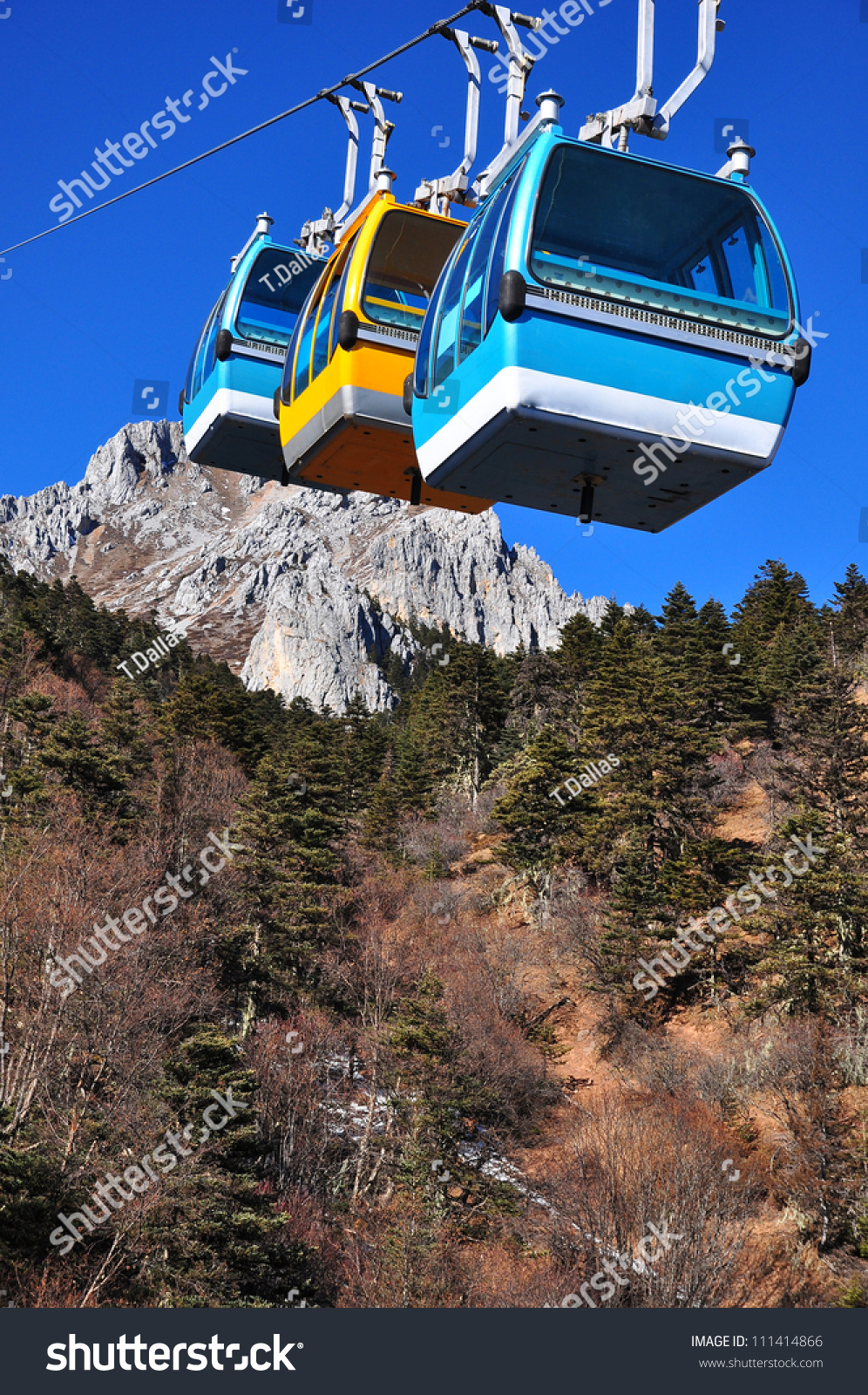 Group Cable Car Cabins Blue Moon Stock Photo Edit Now 111414866