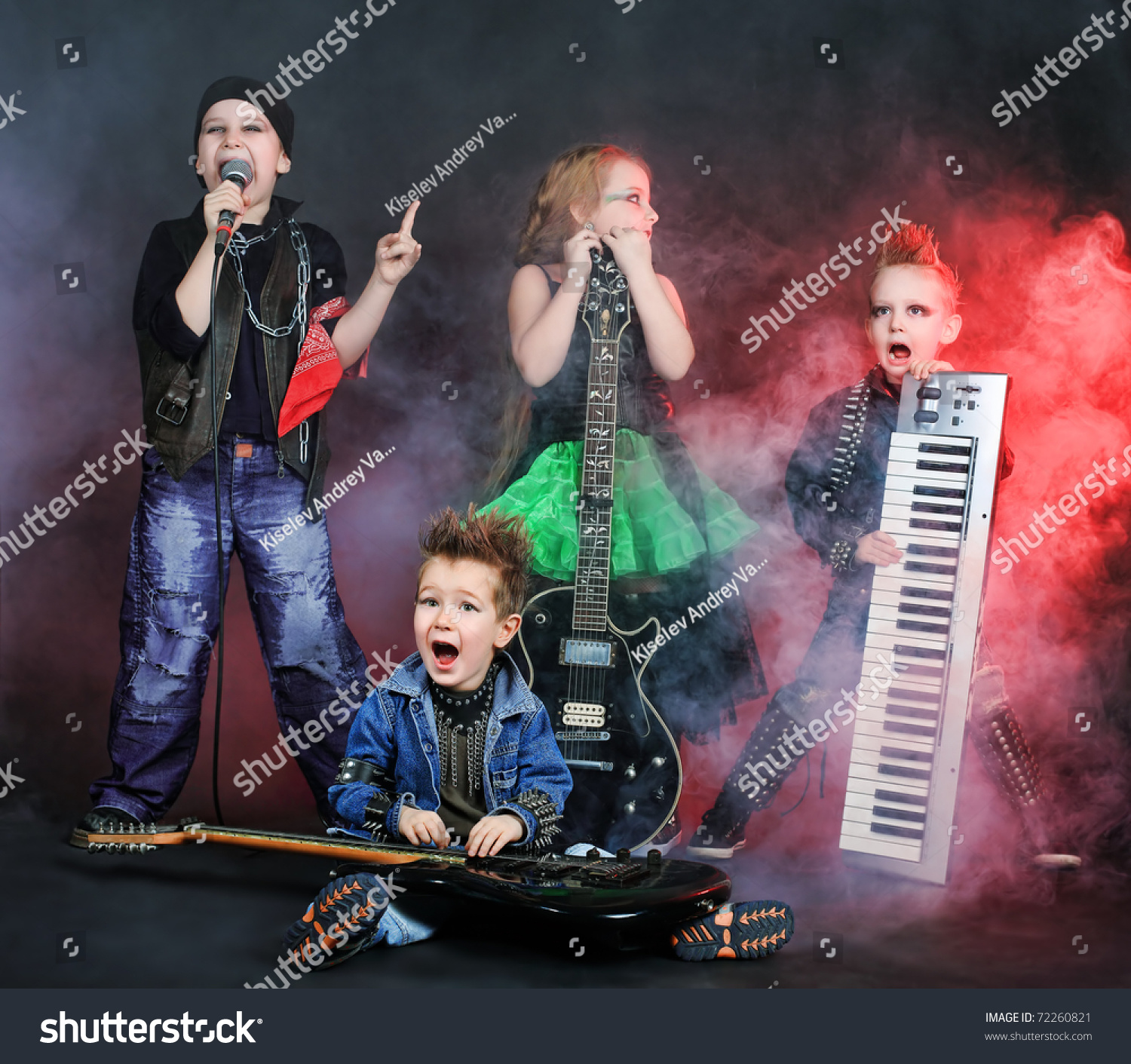 Group Children Singing Heavy Metal Style Stock Photo Edit Now