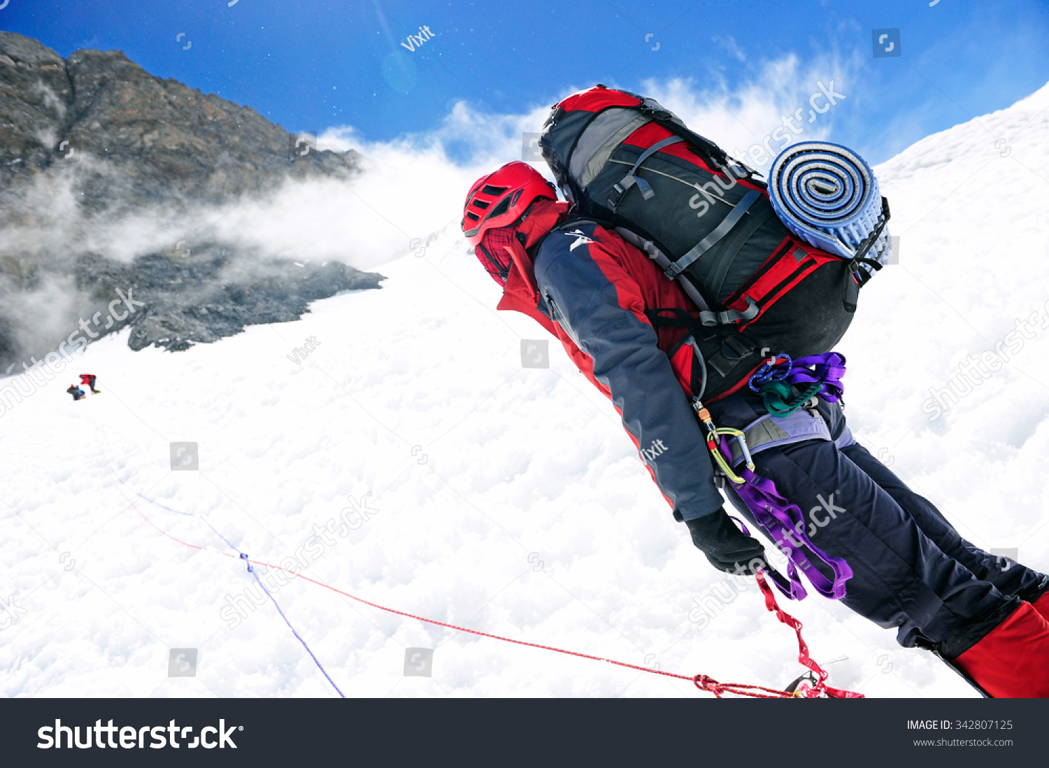 Group Climbers Reaching Summit Nepal Himalayas Stock Photo (Edit Now ...