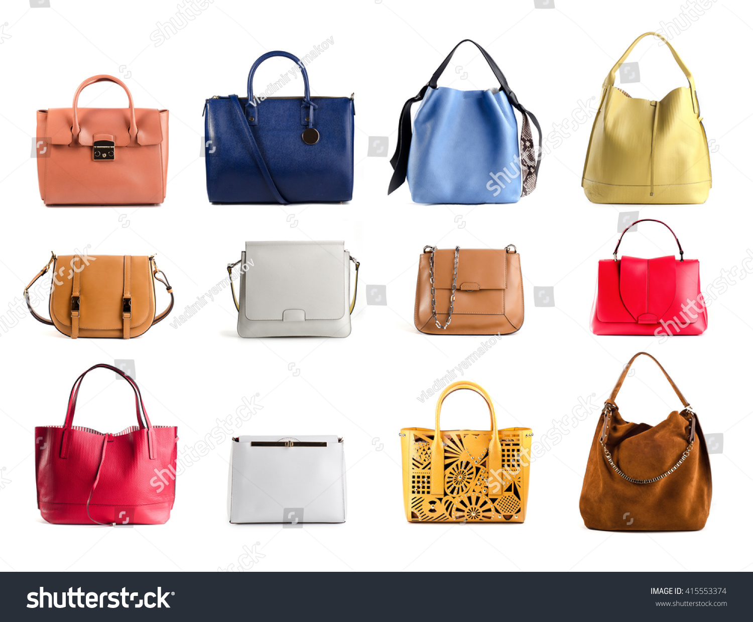 Group Color Leather Women Handbags Isolated Stock Photo 415553374 ...