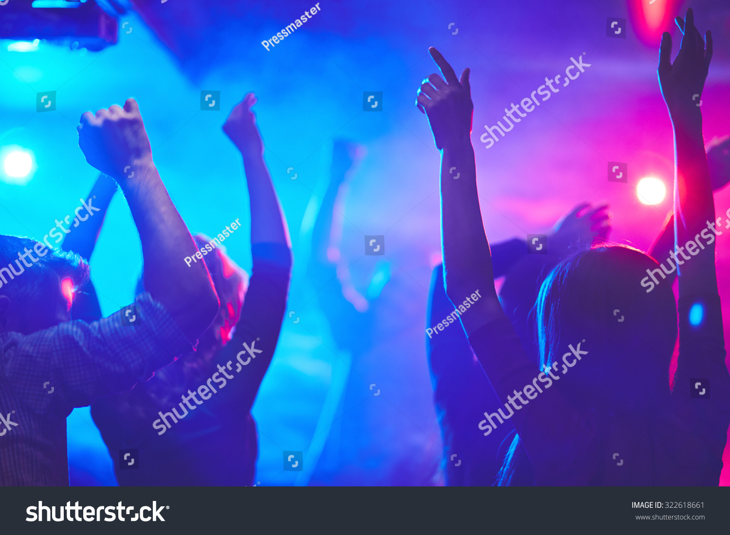 Group Dancing People Raised Arms Enjoying Stock Photo (Edit Now) 322618661