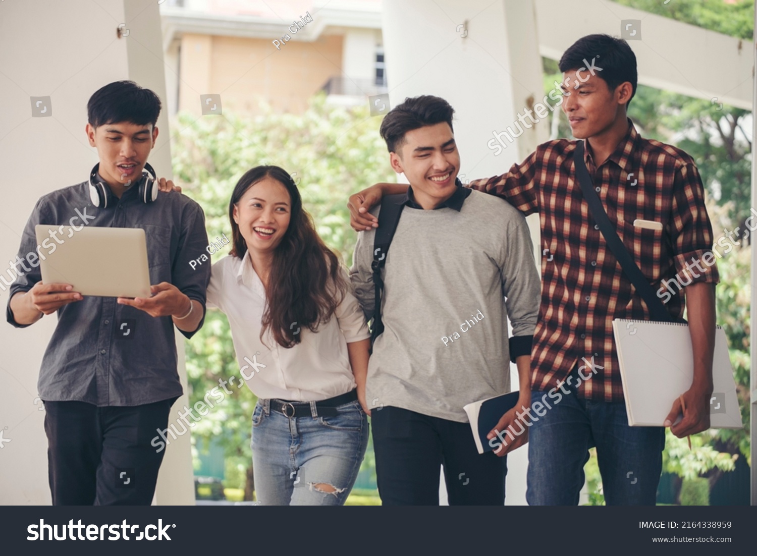 Group Diversity Student Talking Laughing Together Stock Photo ...