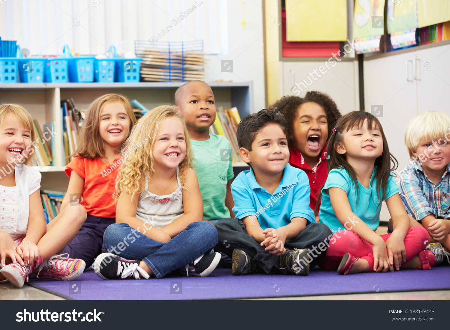 Group Of Elementary Pupils In Classroom Stock Photo 138148448 ...