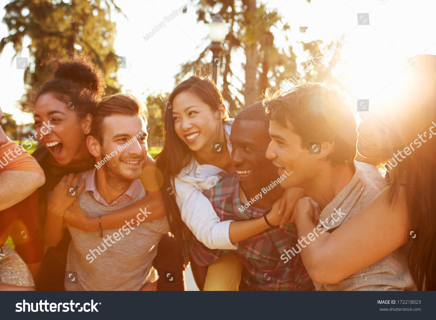 Group Of Friends Having Fun Together Outdoors Stock Photo 172218023 ...