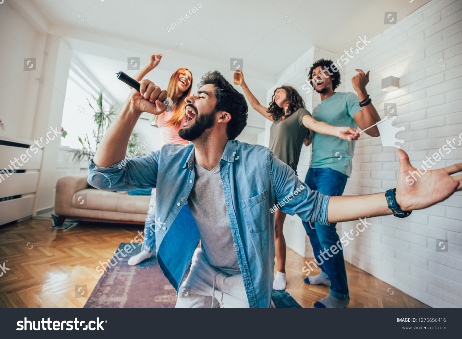 People sing karaoke home Images, Stock Photos & Vectors | Shutterstock