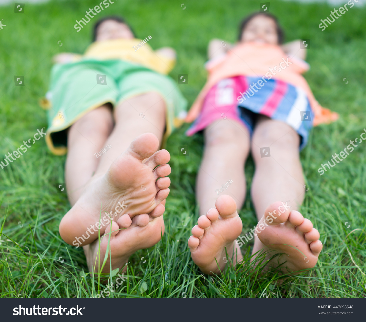 Group Happy Children Feet Lying On Stock Photo 447098548 | Shutterstock