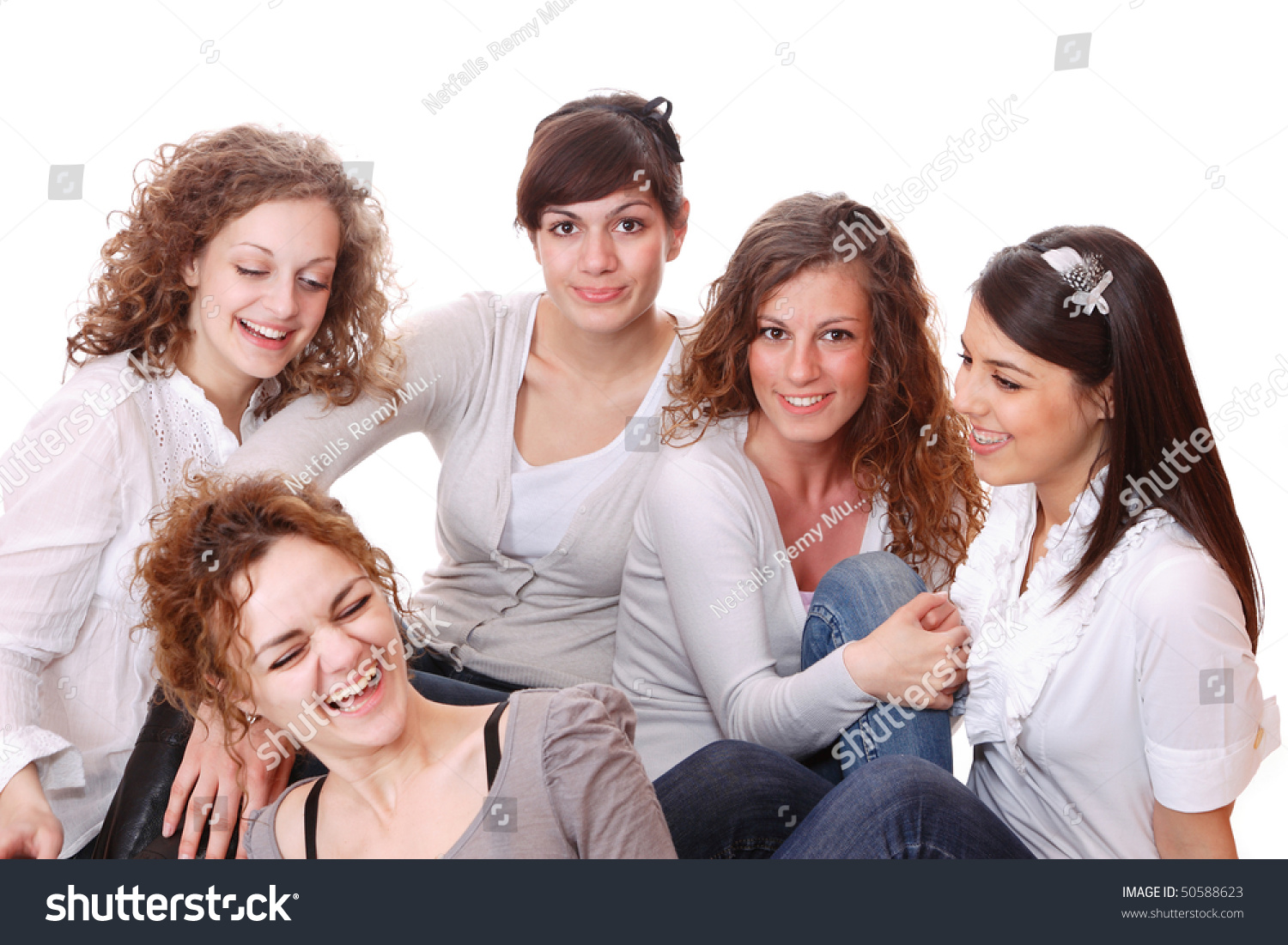 Group Happy Pretty Laughing Girls Over Stock Photo 50297767 | Shutterstock