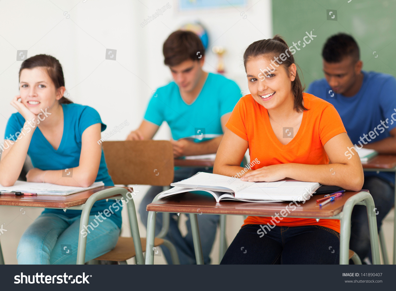 Group High School Students Studying Classroom Stock Photo 141890407 ...