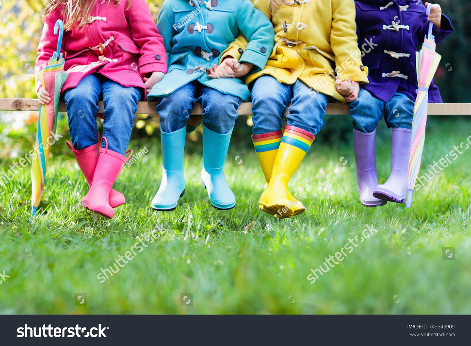 Group Kids Rain Boots Colorful Footwear 