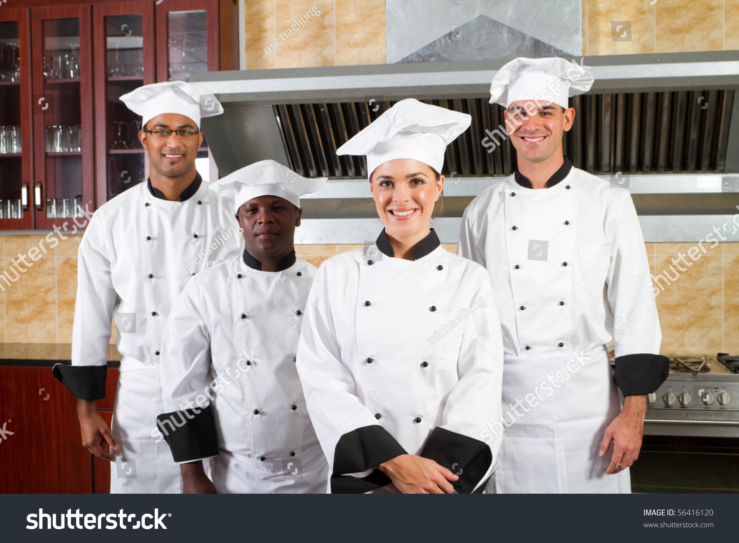 Stock Photo Group Of Professional Chefs In Hotel Kitchen 56416120 