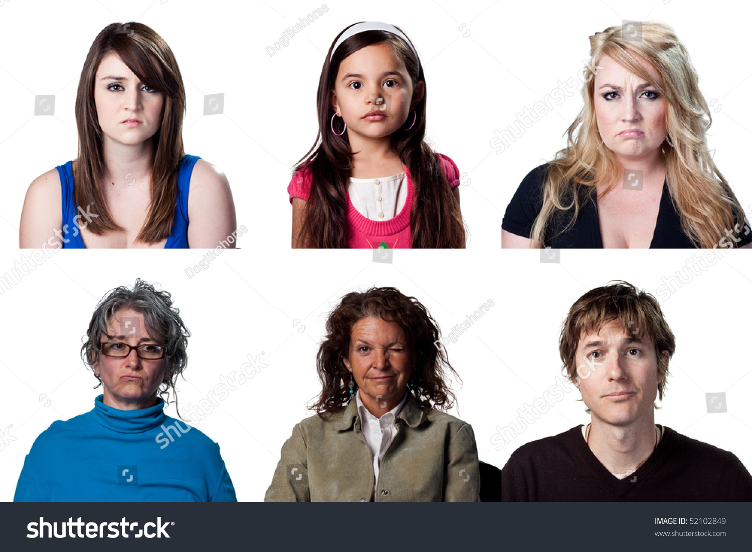 Group Sad People Six Isolated Images Stock Photo 52102849 - Shutterstock