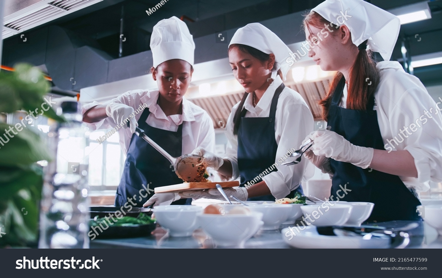 Group Schoolgirls Having Fun Learning Cook Stock Photo 2165477599 ...