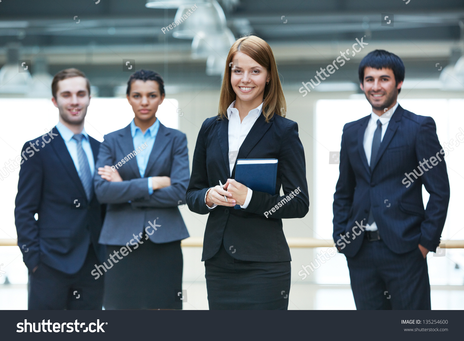 Group Smart Businesspeople Happy Female Leader Stock Photo 135254600 ...