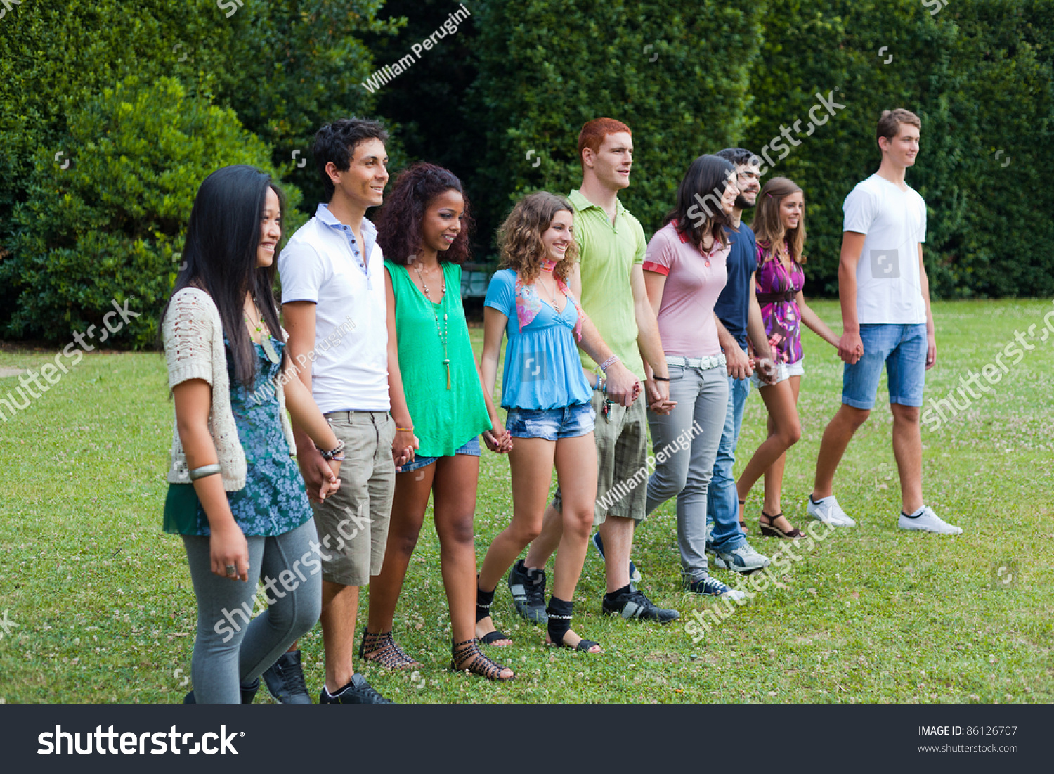 Group Of Teenagers At Park Stock Photo 86126707 : Shutterstock